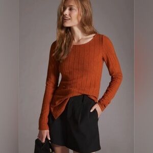 NWOT Anthropologie Ribbed Side Slit Tunic in Cedar size XXSP